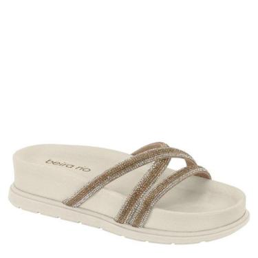 Imagem de Tamanco Feminino Beira Rio Conforto Papete Flat Strass Alta, 37