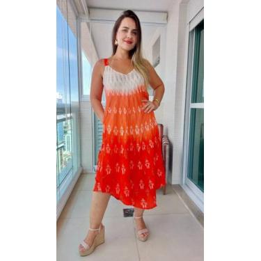 Imagem de Vestido Feminino Indiano Lurex Premium Alça c/ Regulagem e Bolsos Trap