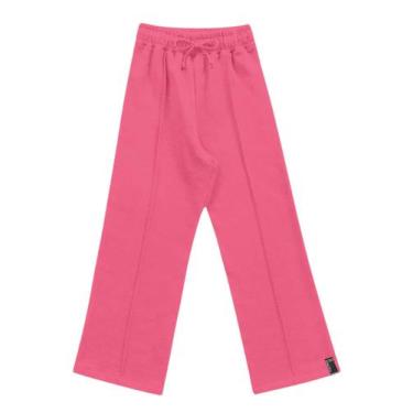 Imagem de Calça Pantalona Moletom Infantil Flanelada Inverno Fakini, Rosa, 04