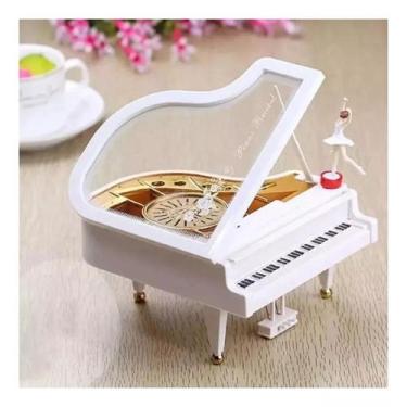 Imagem de Piano Musical À Cordas Branco Caixinha De Musica Porta Jóias - Unyhome