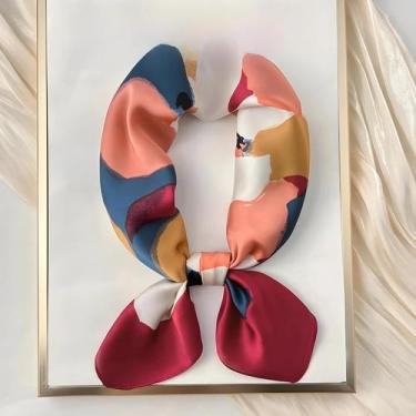 Imagem de Lenço De Seda Feminino 70x70cm, Hijab De Design Luxuoso, Lenço Quadrad