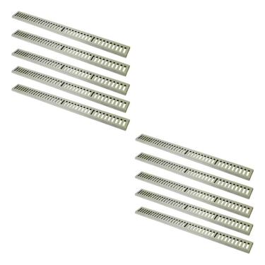 Imagem de Kit 10 Ralo Grelha Linear 3293X10GDA para Areas Externas com Caixilho Alumínio Bege GDA Industria e Distribuidora