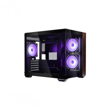 Imagem de Gabinete Gamer Elite 481 Wood Mid Tower Vidro Temperado Painel Panoramico 3 Fans ARGB Preto Cooler Master
