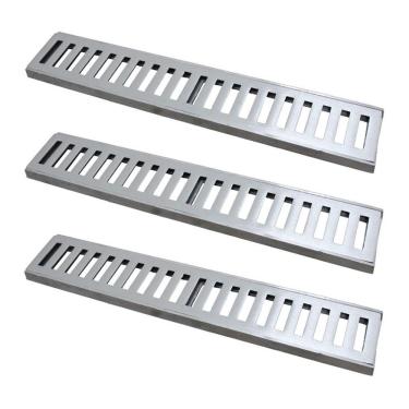 Imagem de Kit 3 Ralo Grelha Linear 7034X3GDA Captação de Aguas Pluviais Alumínio Polido Prata GDA Industria e Distribuidora