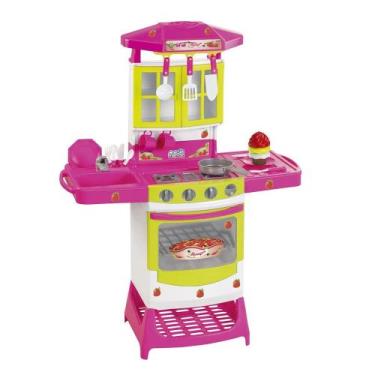 Imagem de Cozinha Infantil Menina Completa Pia  Fogão  Acessórios Cupcake - Magi
