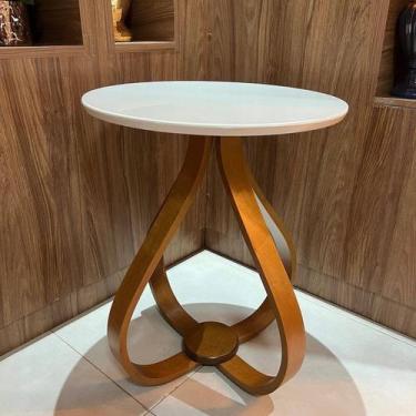 Imagem de Mesa Lateral Bella 60x70cm (Pé Cebola) Vidro Branco - L C MARQUES