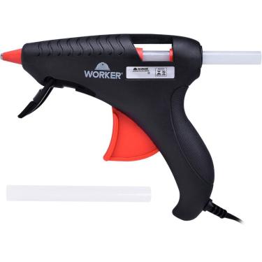 Imagem de Pistola de Cola Quente PCW0040 com Aquecimento Rápido e Bico Emborrachado Preto Worker 7W Bivolt