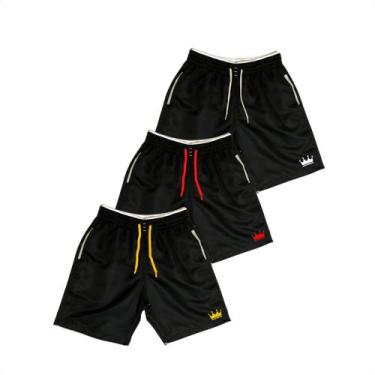 Imagem de Kit 3 Shorts Masculinos Praia Verão Tactel Poliéster Estampados Bermud