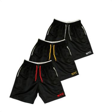 Imagem de Kit 3 Shorts Masculinos Praia Verão Tactel Poliéster Estampados Bermud