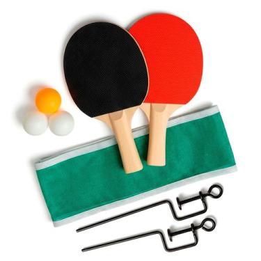 Imagem de Kit Jogo De Ping Pong Completo Tênis De Mesa 2 Raquetes 3 Bolinhas 1 R