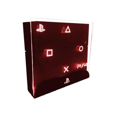 Imagem de Suporte Bancada Iluminado PS4 - PS4 Icon - LED Vermelho PS4 FAT