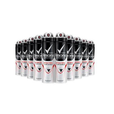Imagem de Kit com 10 Desodorante Rexona Aerossol Men 90G/150Ml Invisible Antibac
