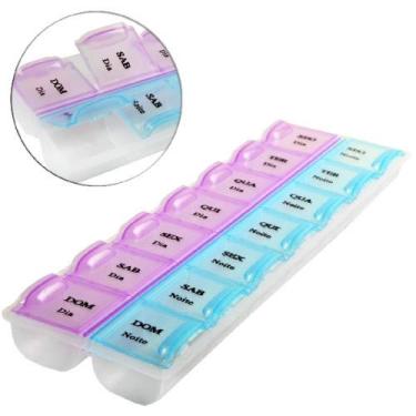 Imagem de RIO Porta Comprimidos Semanal Duplo Retângulo 14 Compartimentos