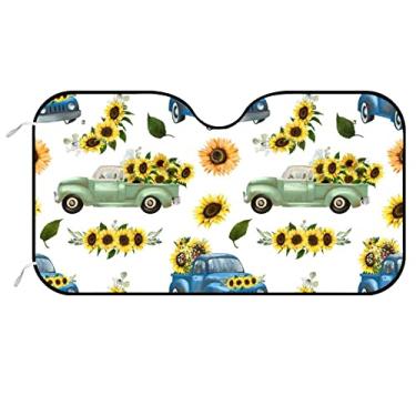 Imagem de Para-brisa de carro protetor solar caminhão girassóis dia de São Patrício verde amarelo capa dobrável para carro caminhão SUV Van mulheres homens 129,5 x 69,8 cm, Color256, 58x27.5inch