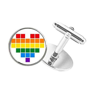 Imagem de DIYthinker Abotoaduras de botão redondo LGBT com botão redondo e lésbicas