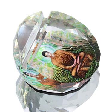 Imagem de Waltz&F Crystal Sakyamuni Buda Porta-cartões de visita Prático Decoração de mesa para escritório doméstico