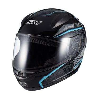 Imagem de Capacete Sky Two Soldier Preto Brilho Transf Azul