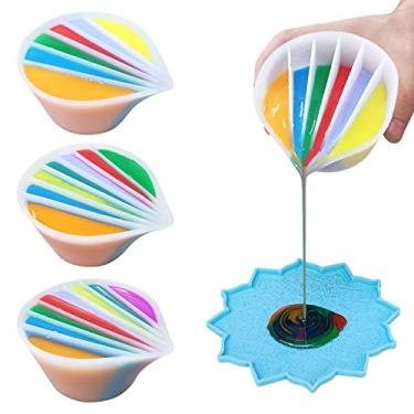 Imagem de Copo dividido para pintura fluida arte silicone copo dividido resina despejando ferramentas de pintura faça você mesmo acessórios de desenho reutilizável copo dividido com divisórias (6 canais)