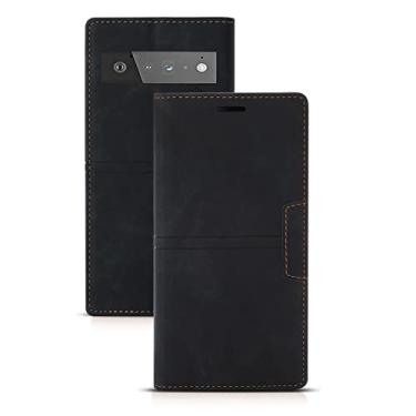 Imagem de Capa carteira para Google Pixel 6/6Pro, couro PU magnético flip folio capa com suporte para cartões e proteção de câmera à prova de choque TPU capas de proteção, preto, 6 6,3 polegadas