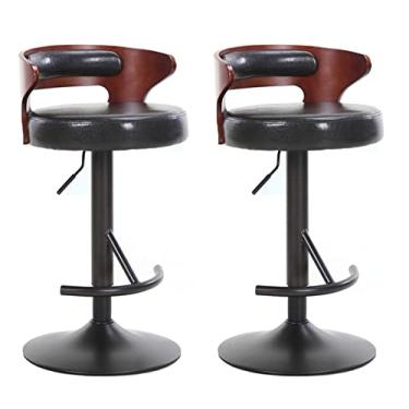 Imagem de Bancos De Bar Conjunto De 2 Cadeiras De Bar Giratórias Ajustáveis, Bancos De Bar De Couro PU Com Encosto, Adequado Para Bares Domésticos, Bistrôs, Restaurantes (Color : Black)