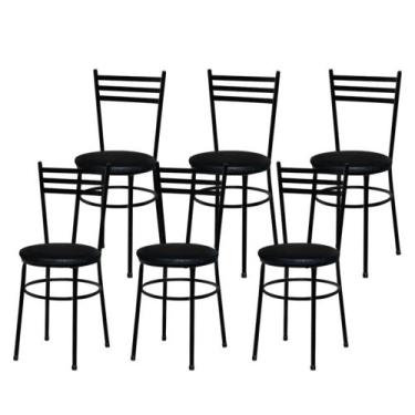 Imagem de Jogo 6 Cadeiras Para Cozinha Epoxi Preta - Lamar Design
