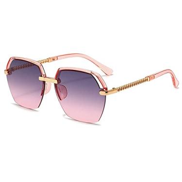 Imagem de Óculos de sol de metal fashion de armação grande feminino retrô na moda meia armação temperamento óculos de sol usar óculos de sol todos os óculos, 4, tamanho único