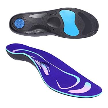 Imagem de RooRuns Palmilhas unissex de suporte de arco para fascite plantar para mulheres e homens, corrida, trabalho, atletismo, palmilhas de metatarsalgia de gel de poliuretano para alívio da dor no arco