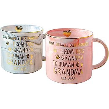 Imagem de VILIGHT Presentes engraçados para vovó e vovô Est 2022 - conjunto de canecas para anúncio de gravidez para avós pela primeira vez, 326 g