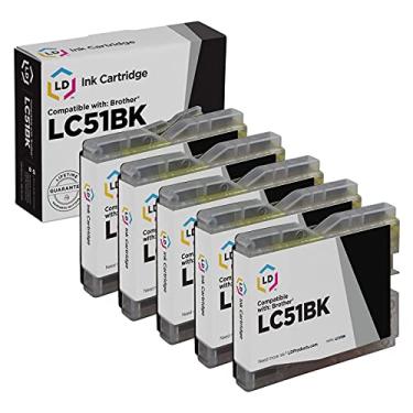 Imagem de Cartucho de tinta compatível com LD para Brother LC51BK (preto, pacote com 5)