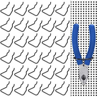 Imagem de 30 peças de suportes de alicate Pegboard, ganchos pretos de aço inoxidável de laço duplo ganchos acessórios prateleiras ganchos de exibição para loja supermercado