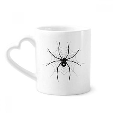 Imagem de Ilustração de insetos aranha padrão preto caneca café cerâmica copo de coração de vidro