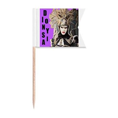 Imagem de Bandeiras de palito de dente de dançarina de carnaval brasileira com marcação de rotulagem para bolo de festa prato de queijo