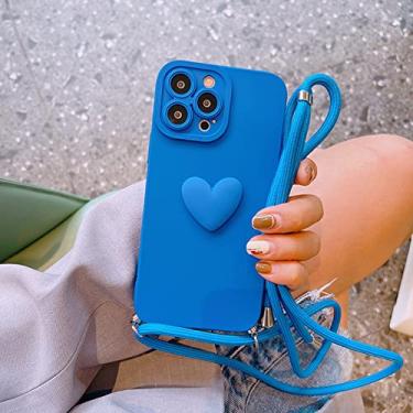 Imagem de Colar de corpo cruzado cordão cordão 3d amor coração capa de telefone para iphone 13 pro max 12 11 mini x xs xr 7 8 plus se capa macia fofa, a, para iphone 11promax