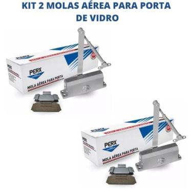 Imagem de Kit 2 Molas Aérea P/ Porta De Vidro De 25 À 45Kg Completa C/Suporte -