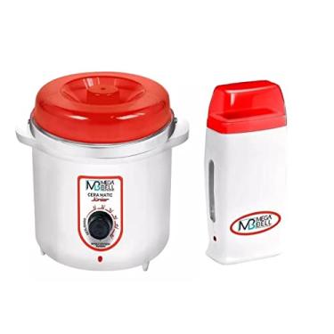 Imagem de Kit Depilação Termocera 400gr Sem Refil Branco com Vermelho + Aquecedor de Cera Roll-on Vermelho Mega Bell
