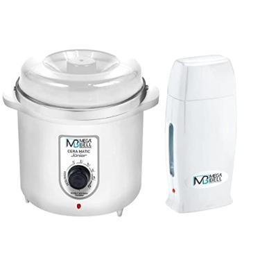 Imagem de Kit Depilação Termocera 400gr Sem Refil Branco + Aquecedor de Cera Roll-on Todo Branco Mega Bell