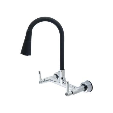Imagem de Torneira Misturador Conic Cozinha Preto Parede 2 Jato Meli