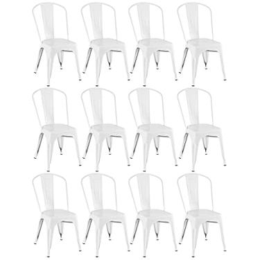 Imagem de Loft7, Kit 12x Cadeiras Iron Tolix Design Industrial em Aço Carbono, Sala de Jantar, Cozinha, Bar, Restaurante e Varanda Gourmet - Branco