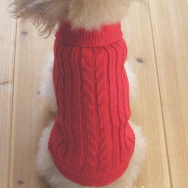 Imagem de (L, Red) - Tangpan Turtleneck Classic Straw-Rope Pet Dog Sweater Apparel