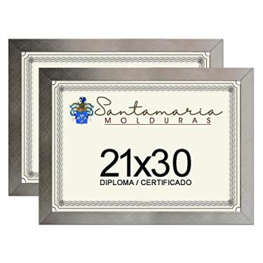 Imagem de Kit 2 Molduras Porta Diploma Certificado A4 21x30 Prateado