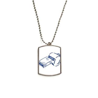 Imagem de DIYthinker Colar de animais de estimação com pingente de corrente de aço inoxidável com apito de futebol azul de desenho animado