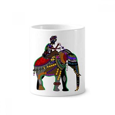 Imagem de Elefante Trekking China Minority Dressing Totem Escova de Dentes Suporte Caneca Cerâmica Suporte Lápis Copo