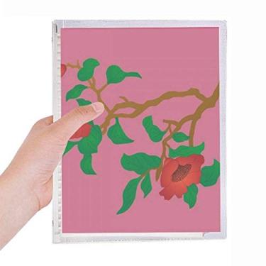 Imagem de Caderno de flores da cultura verde vermelha com folhas soltas diário recarregável de papelaria