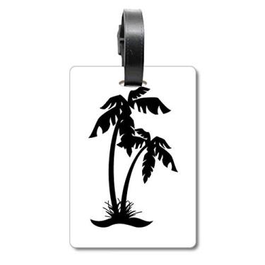 Imagem de Coconut Tree Bolsa de mala preta com contorno de praia etiqueta para cartão de bagagem