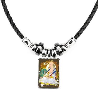 Imagem de DIYthinker Religião Alfândega Dezoito Arhats Colar Joias Corrente de Couro Torque