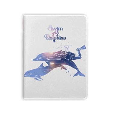Imagem de Caderno de anotações com golfinhos ilustrado com capa de goma de natação
