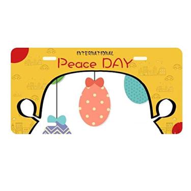 Imagem de DIYthinker Placa de licença de ovos coloridos para pendurar no Festival da Religião da Páscoa Decoração de carro Dia da Paz
