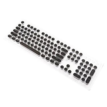 Imagem de Teclas redondas – Conjunto de teclas PBT Double Shot com camada translúcida, para teclados mecânicos, conjunto completo de 108 teclas – Preto