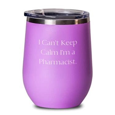 Imagem de Taça de vinho farmacêutica exclusiva, I Can't Keep Calm I'm a Pharmacist, presente para colegas de trabalho, Brilliant From Friends