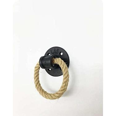 Imagem de Anel de queda vintage de 1,26 "Maçanetas de gaveta Corda de cânhamo Preto Bronze Puxadores de alça de armário Alça de gabinete Hardware de móveis Anel de puxar, preto